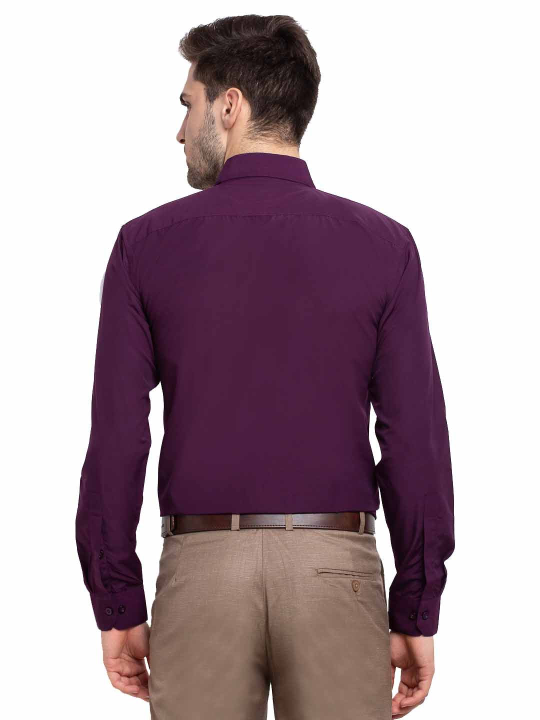 Jainish Men's Cotton Solid Burgundy Purple Formal Shirt's ( SF 361Burgundy ) | Grocsy