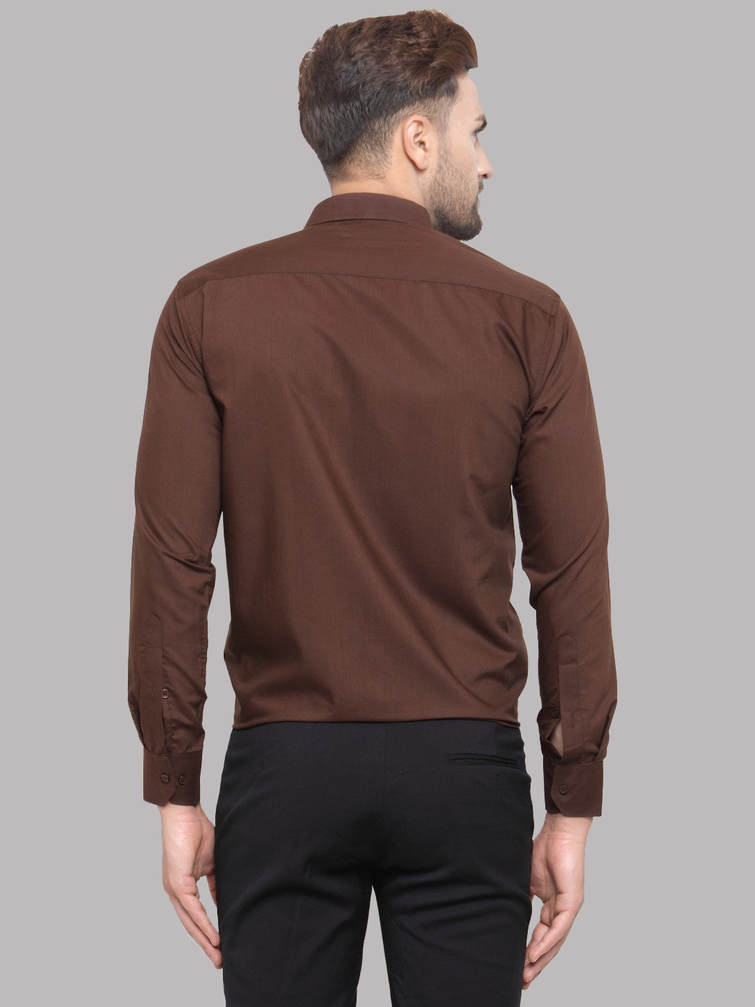 Jainish Men's Cotton Solid Coffee Formal Shirt's ( SF 361Coffee ) | Grocsy