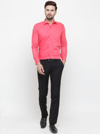 Jainish Men's Cotton Solid Coral Red Formal Shirt's ( SF 361Coral ) | Grocsy