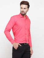 Jainish Men's Cotton Solid Coral Red Formal Shirt's ( SF 361Coral ) | Grocsy