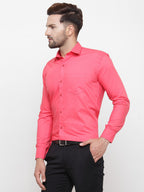 Jainish Men's Cotton Solid Coral Red Formal Shirt's ( SF 361Coral ) | Grocsy