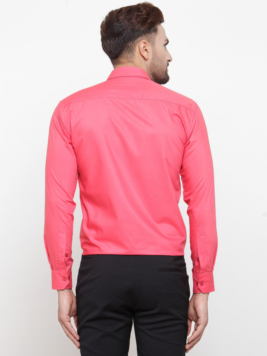 Jainish Men's Cotton Solid Coral Red Formal Shirt's ( SF 361Coral ) | Grocsy