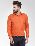 Jainish Men's Cotton Solid Dark Orange Formal Shirt's ( SF 361DO ) | Grocsy