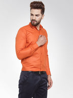 Jainish Men's Cotton Solid Dark Orange Formal Shirt's ( SF 361DO ) | Grocsy