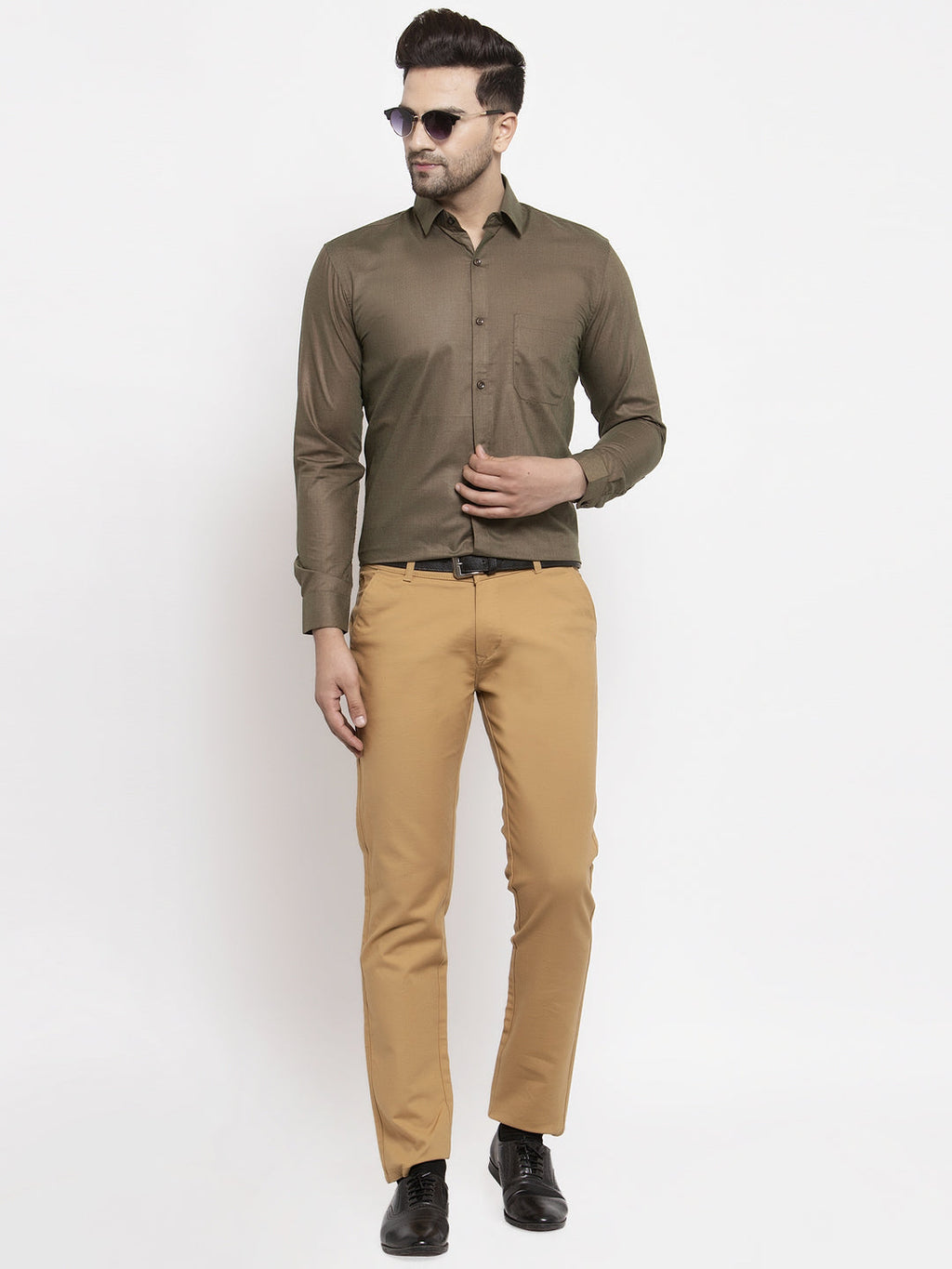 Jainish Men's Cotton Solid Dark Brown Formal Shirt's ( SF 361Dark-Brown ) | Grocsy