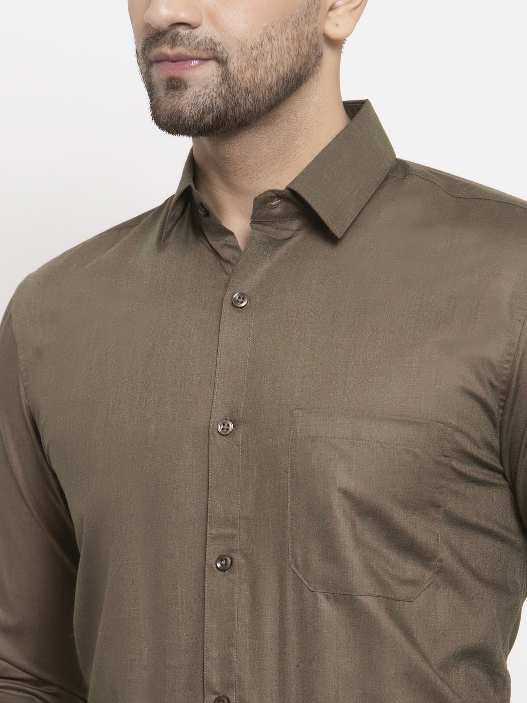 Jainish Men's Cotton Solid Dark Brown Formal Shirt's ( SF 361Dark-Brown ) | Grocsy