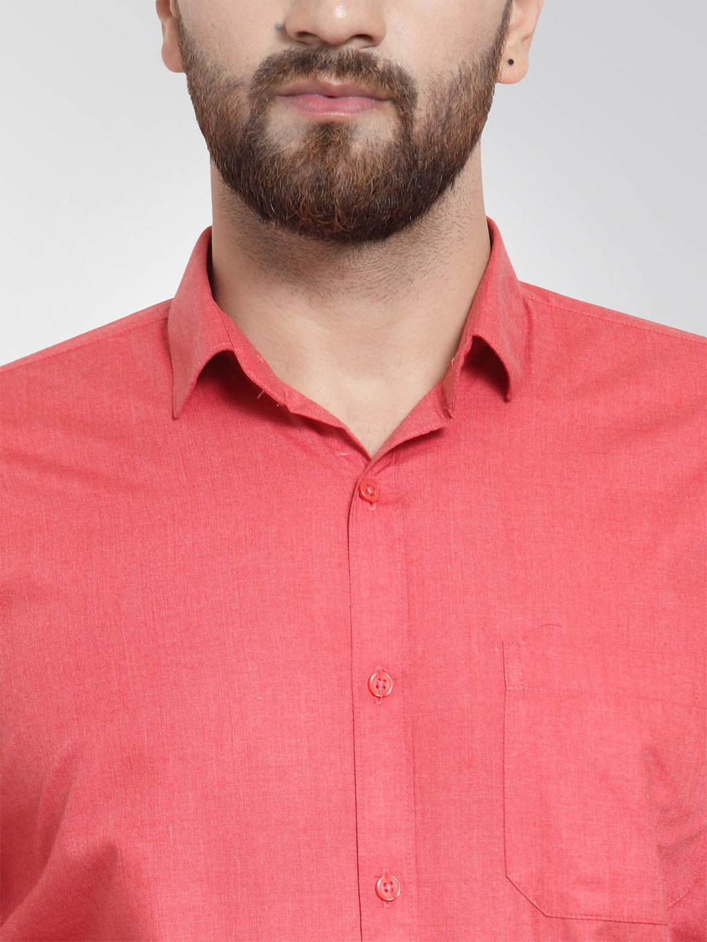 Jainish Men's Cotton Solid Desire Orange Formal Shirt's ( SF 361Desire ) | Grocsy