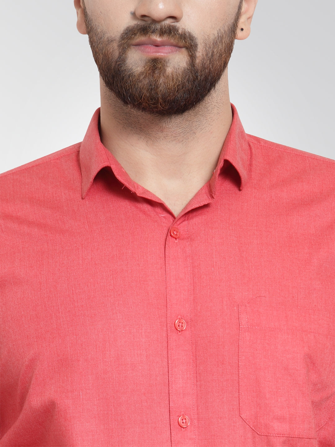 Jainish Men's Cotton Solid Desire Orange Formal Shirt's ( SF 361Desire ) | Grocsy