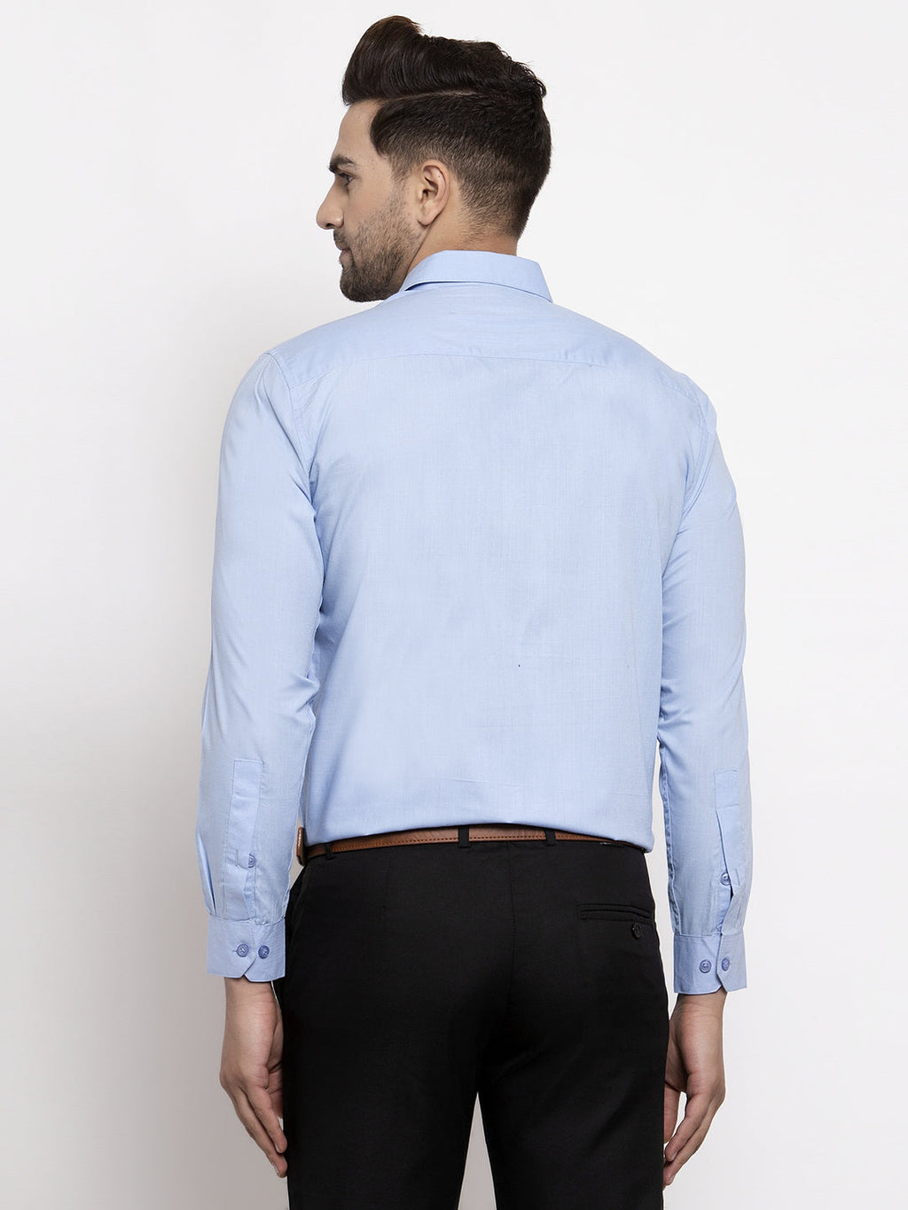 Jainish Men's Cotton Solid Firozi Blue Formal Shirt's ( SF 361Firozi ) | Grocsy