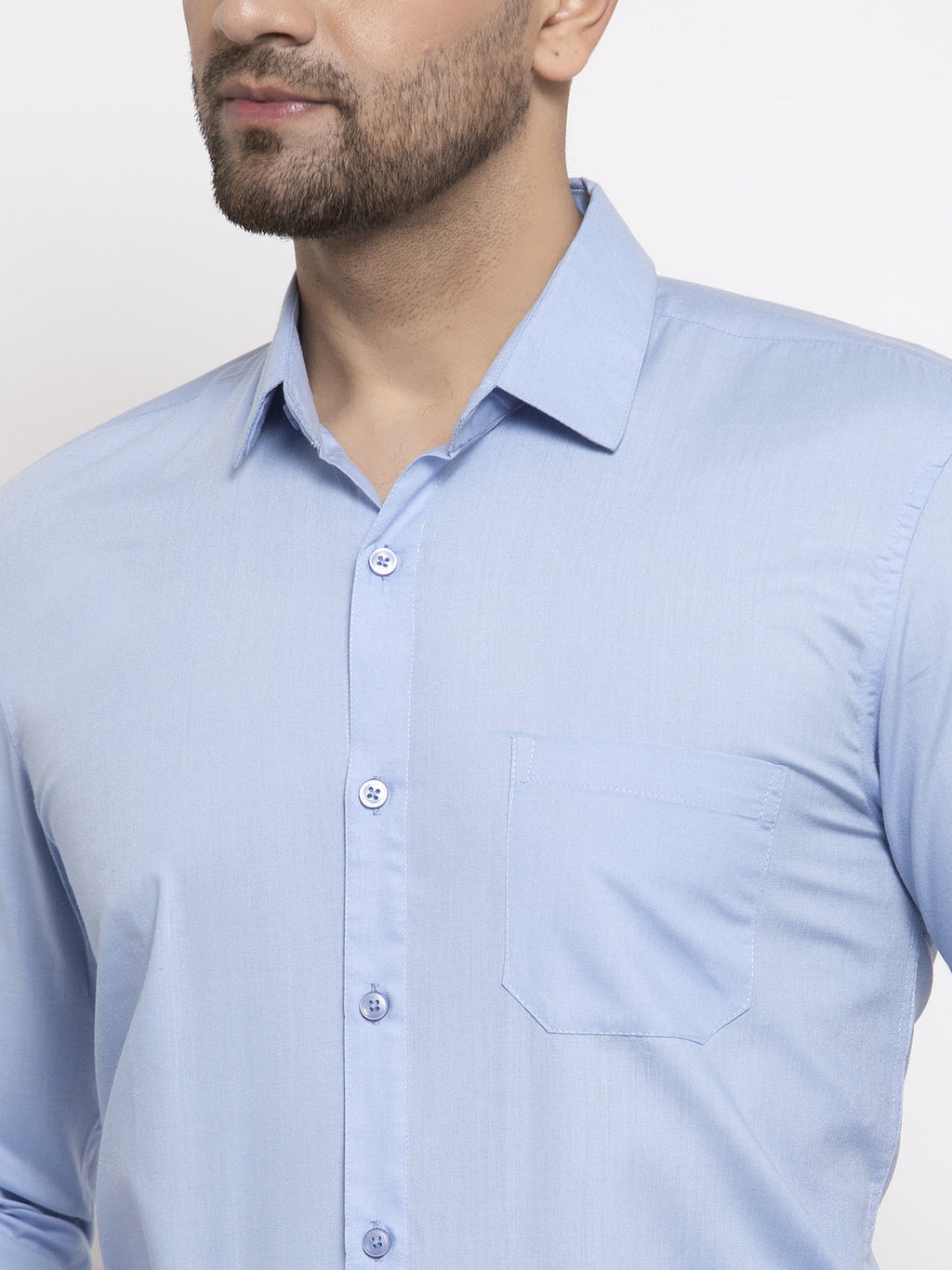 Jainish Men's Cotton Solid Firozi Blue Formal Shirt's ( SF 361Firozi ) | Grocsy