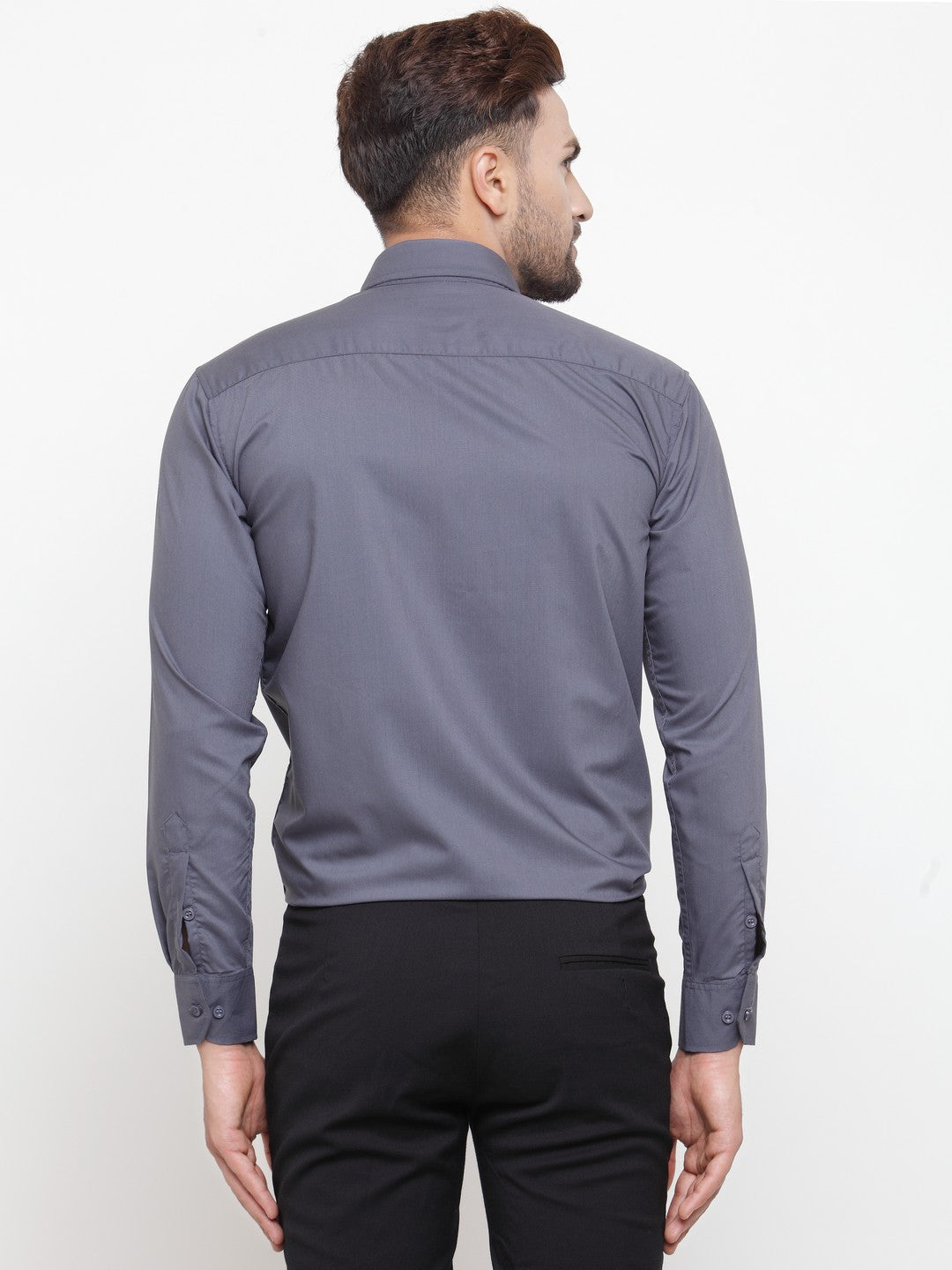 Jainish Men's Cotton Solid Grey Formal Shirt's ( SF 361Grey ) | Grocsy