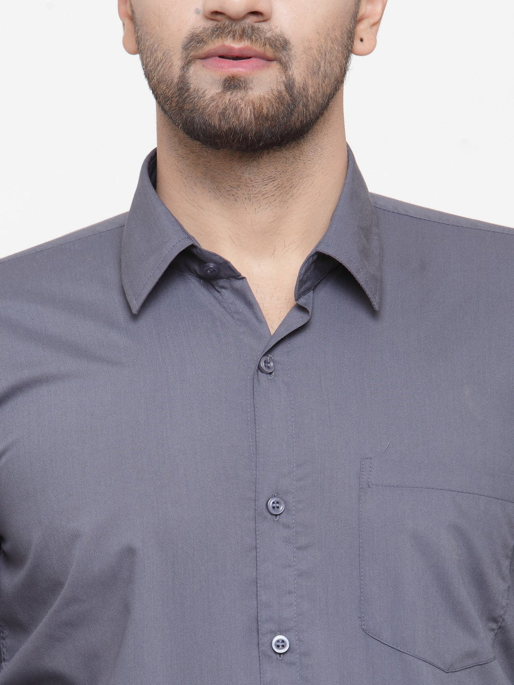 Jainish Men's Cotton Solid Grey Formal Shirt's ( SF 361Grey ) | Grocsy