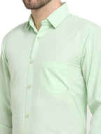 Jainish Men's Cotton Solid Light Green Formal Shirt's ( SF 361Light-Green ) | Grocsy
