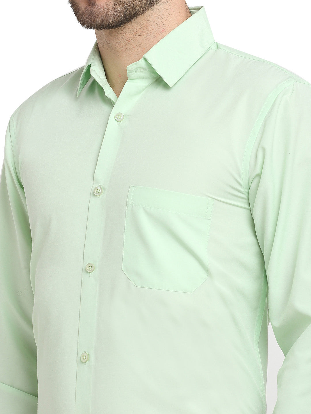 Jainish Men's Cotton Solid Light Green Formal Shirt's ( SF 361Light-Green ) | Grocsy
