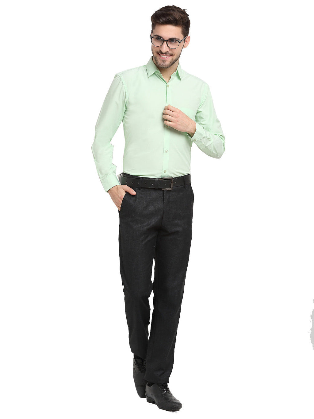 Jainish Men's Cotton Solid Light Green Formal Shirt's ( SF 361Light-Green ) | Grocsy