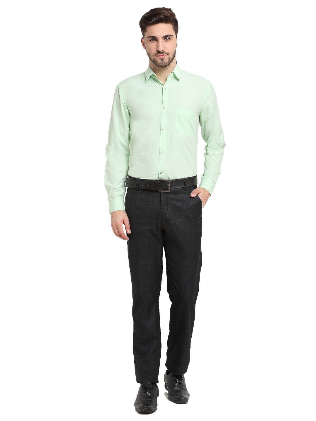 Jainish Men's Cotton Solid Light Green Formal Shirt's ( SF 361Light-Green ) | Grocsy