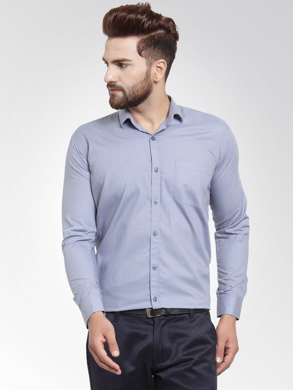Jainish Men's Cotton Solid Light Grey Formal Shirt's ( SF 361Light-Grey ) | Grocsy