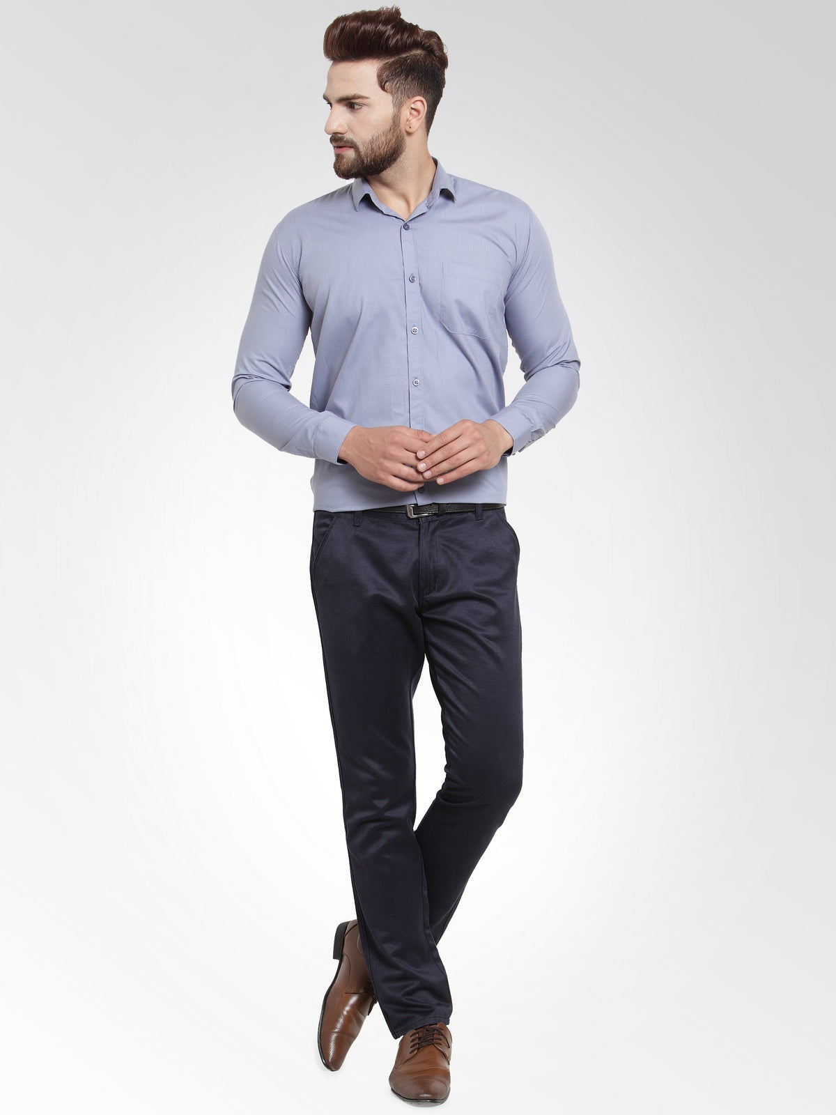 Jainish Men's Cotton Solid Light Grey Formal Shirt's ( SF 361Light-Grey ) | Grocsy