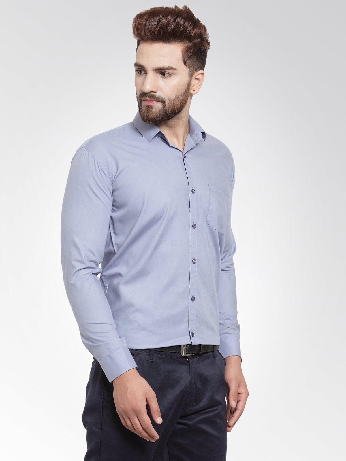 Jainish Men's Cotton Solid Light Grey Formal Shirt's ( SF 361Light-Grey ) | Grocsy