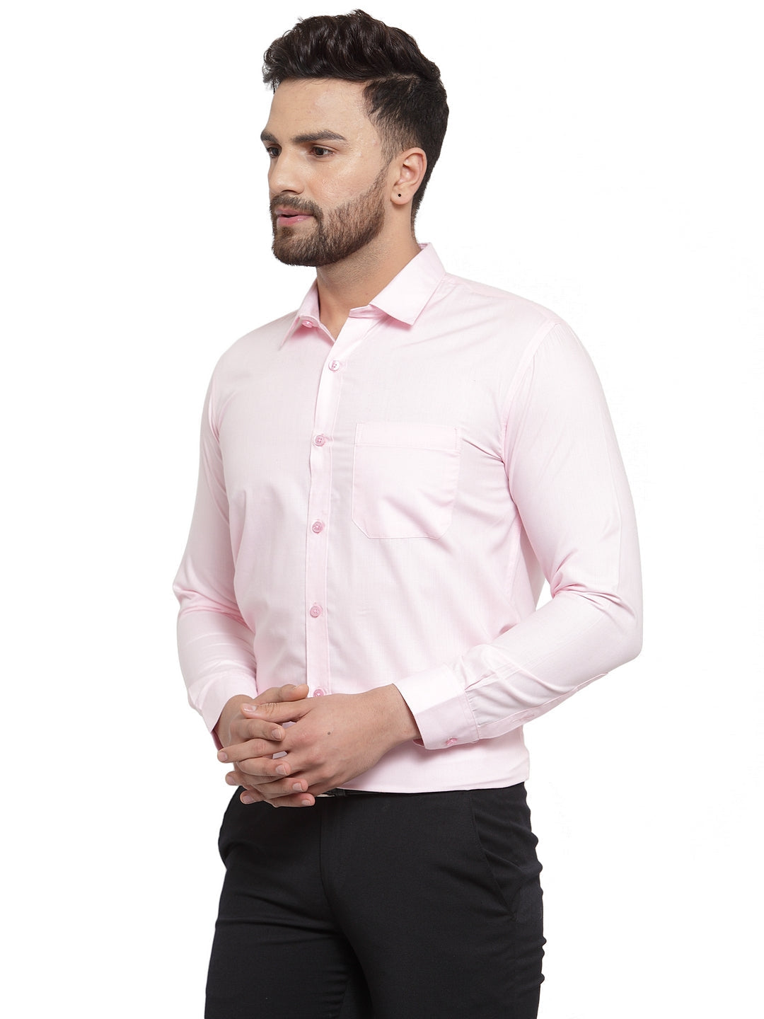 Jainish Men's Cotton Solid Light Pink Formal Shirt's ( SF 361Light-Pink ) | Grocsy