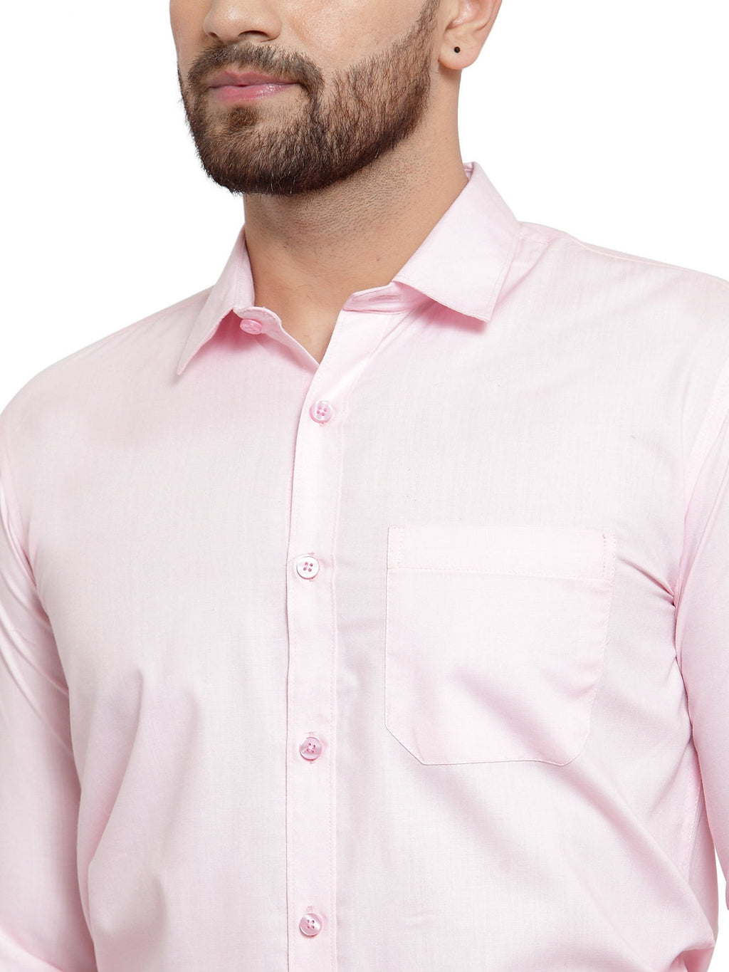Jainish Men's Cotton Solid Light Pink Formal Shirt's ( SF 361Light-Pink ) | Grocsy