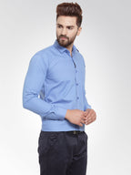 Jainish Men's Cotton Solid Light Blue Formal Shirt's ( SF 361Light-Blue ) | Grocsy