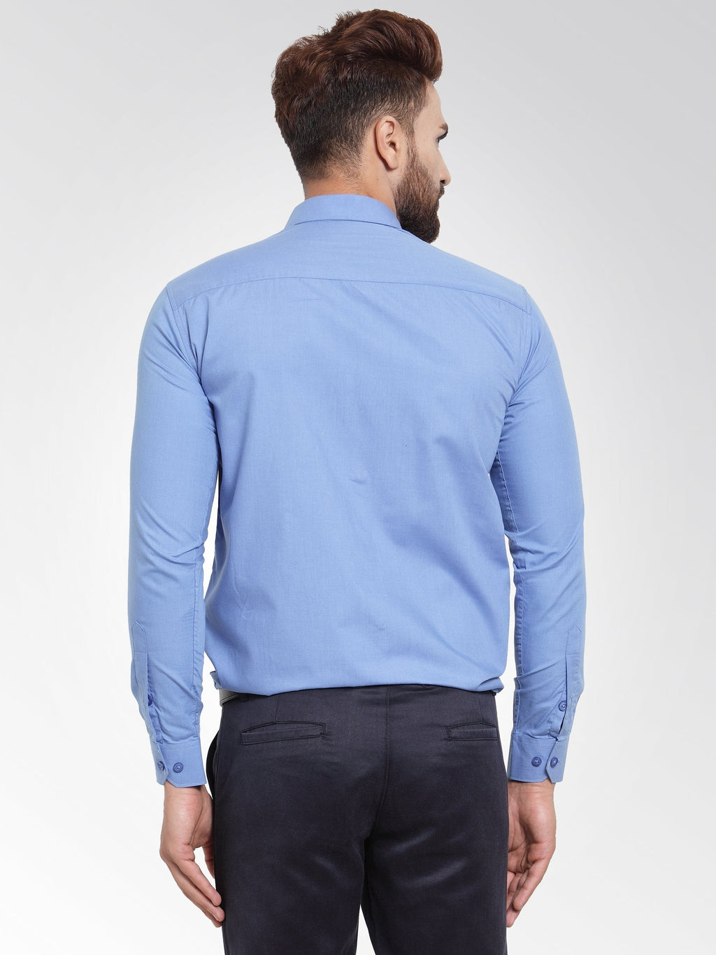 Jainish Men's Cotton Solid Light Blue Formal Shirt's ( SF 361Light-Blue ) | Grocsy