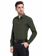 Jainish Men's Cotton Solid Mehndi Green Formal Shirt's ( SF 361Mehndi ) | Grocsy