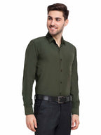 Jainish Men's Cotton Solid Mehndi Green Formal Shirt's ( SF 361Mehndi ) | Grocsy