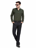 Jainish Men's Cotton Solid Mehndi Green Formal Shirt's ( SF 361Mehndi ) | Grocsy