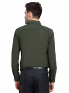 Jainish Men's Cotton Solid Mehndi Green Formal Shirt's ( SF 361Mehndi ) | Grocsy