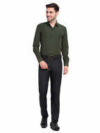 Jainish Men's Cotton Solid Mehndi Green Formal Shirt's ( SF 361Mehndi ) | Grocsy