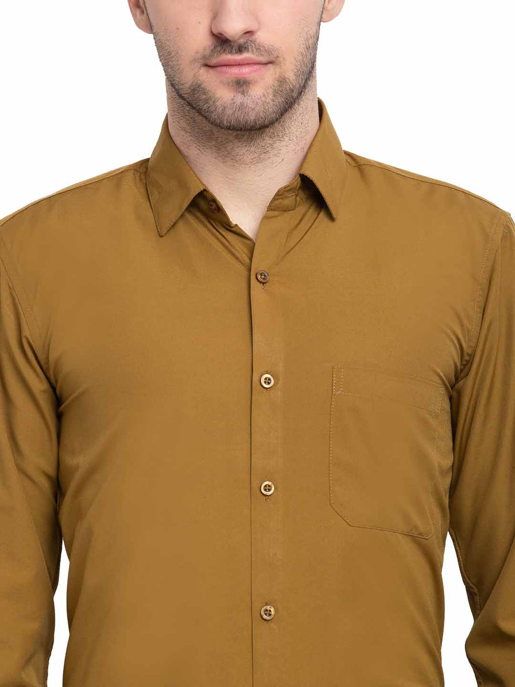 Jainish Men's Cotton Solid Mustard Formal Shirt's ( SF 361Mustard ) | Grocsy
