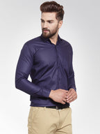 Jainish Men's Cotton Solid Navy Blue Formal Shirt's ( SF 361Navy ) | Grocsy