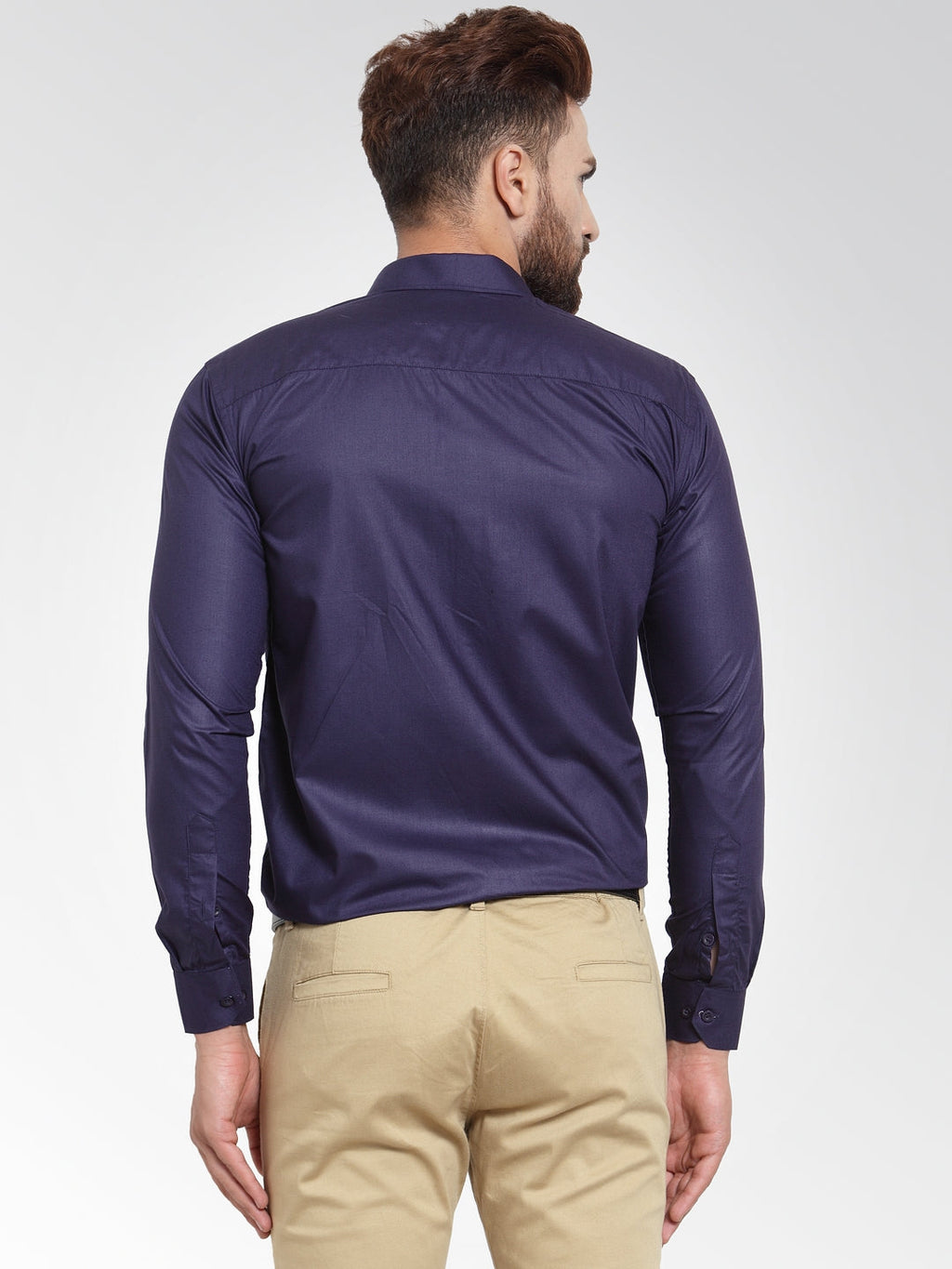 Jainish Men's Cotton Solid Navy Blue Formal Shirt's ( SF 361Navy ) | Grocsy