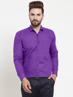 Jainish Men's Cotton Solid Purple Formal Shirt's ( SF 361Purple ) | Grocsy