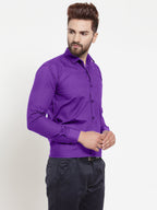 Jainish Men's Cotton Solid Purple Formal Shirt's ( SF 361Purple ) | Grocsy