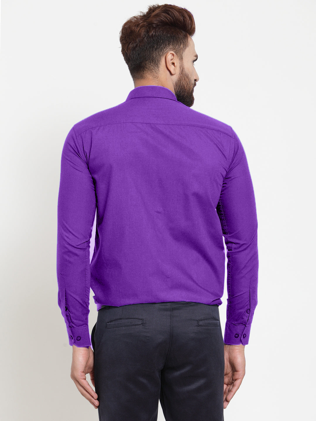 Jainish Men's Cotton Solid Purple Formal Shirt's ( SF 361Purple ) | Grocsy