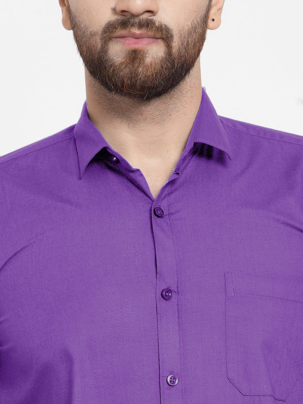 Jainish Men's Cotton Solid Purple Formal Shirt's ( SF 361Purple ) | Grocsy