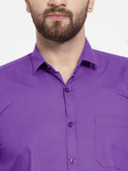 Jainish Men's Cotton Solid Purple Formal Shirt's ( SF 361Purple ) | Grocsy