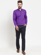 Jainish Men's Cotton Solid Purple Formal Shirt's ( SF 361Purple ) | Grocsy