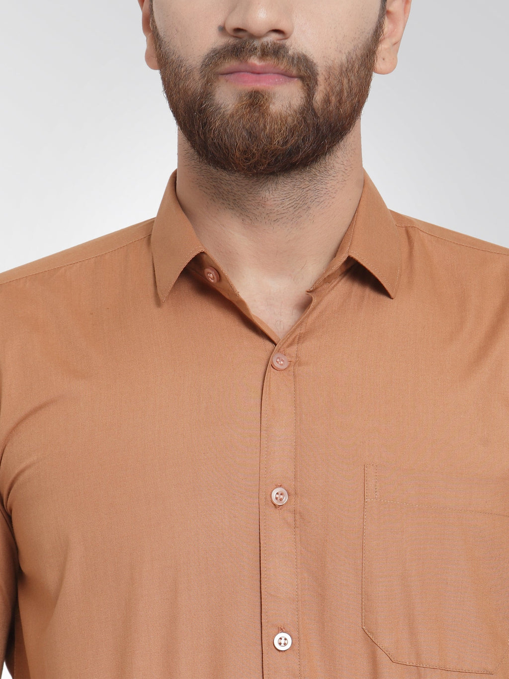 Jainish Men's Cotton Solid Rust Orange Formal Shirt's ( SF 361Rust ) | Grocsy
