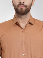 Jainish Men's Cotton Solid Rust Orange Formal Shirt's ( SF 361Rust ) | Grocsy