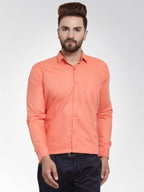 Jainish Men's Cotton Solid Starfish Orange Formal Shirt's ( SF 361Starfish-Orange ) | Grocsy