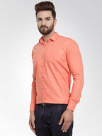 Jainish Men's Cotton Solid Starfish Orange Formal Shirt's ( SF 361Starfish-Orange ) | Grocsy