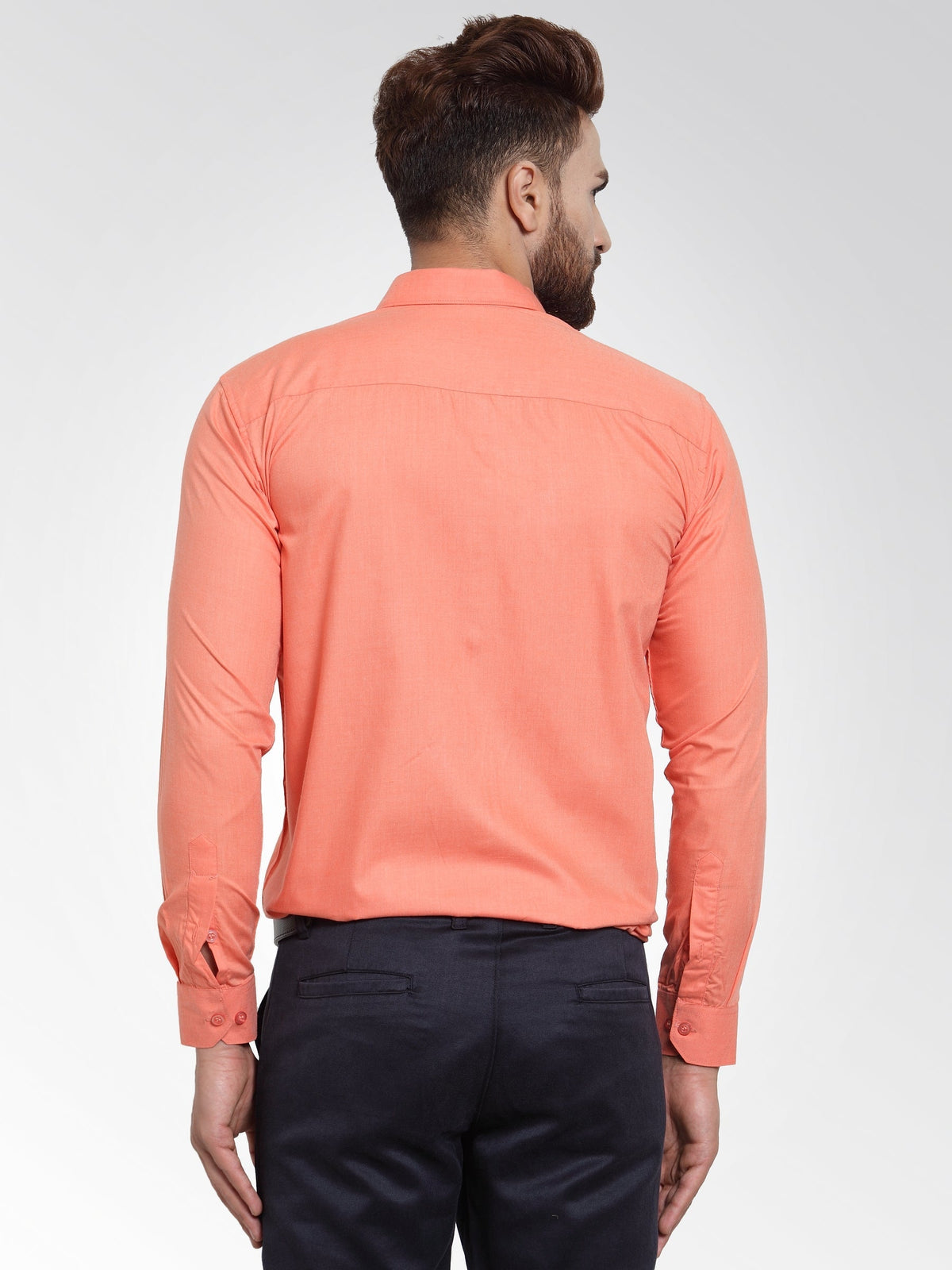 Jainish Men's Cotton Solid Starfish Orange Formal Shirt's ( SF 361Starfish-Orange ) | Grocsy