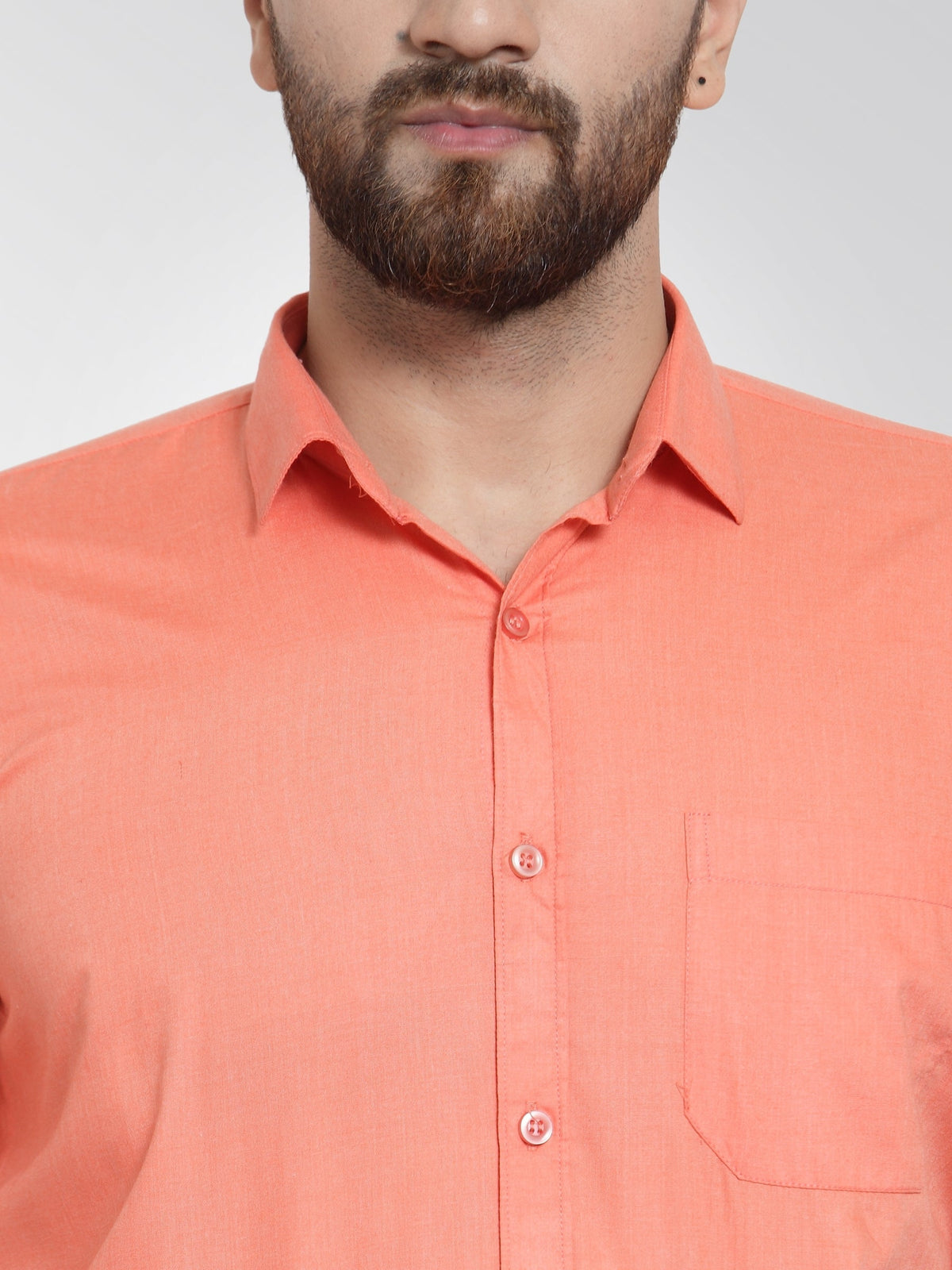 Jainish Men's Cotton Solid Starfish Orange Formal Shirt's ( SF 361Starfish-Orange ) | Grocsy