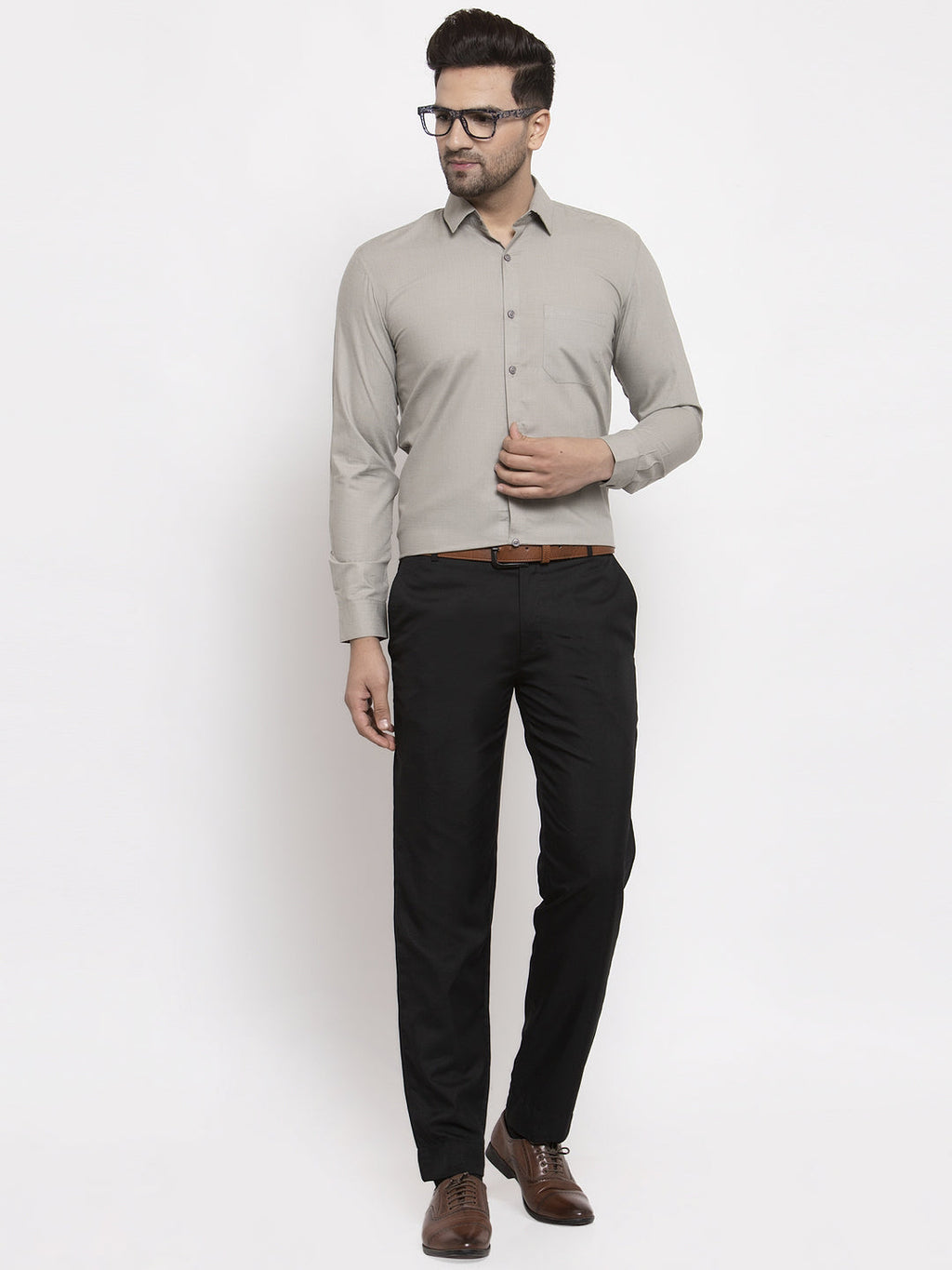 Jainish Men's Cotton Solid Steel Grey Formal Shirt's ( SF 361Steel-Grey ) | Grocsy