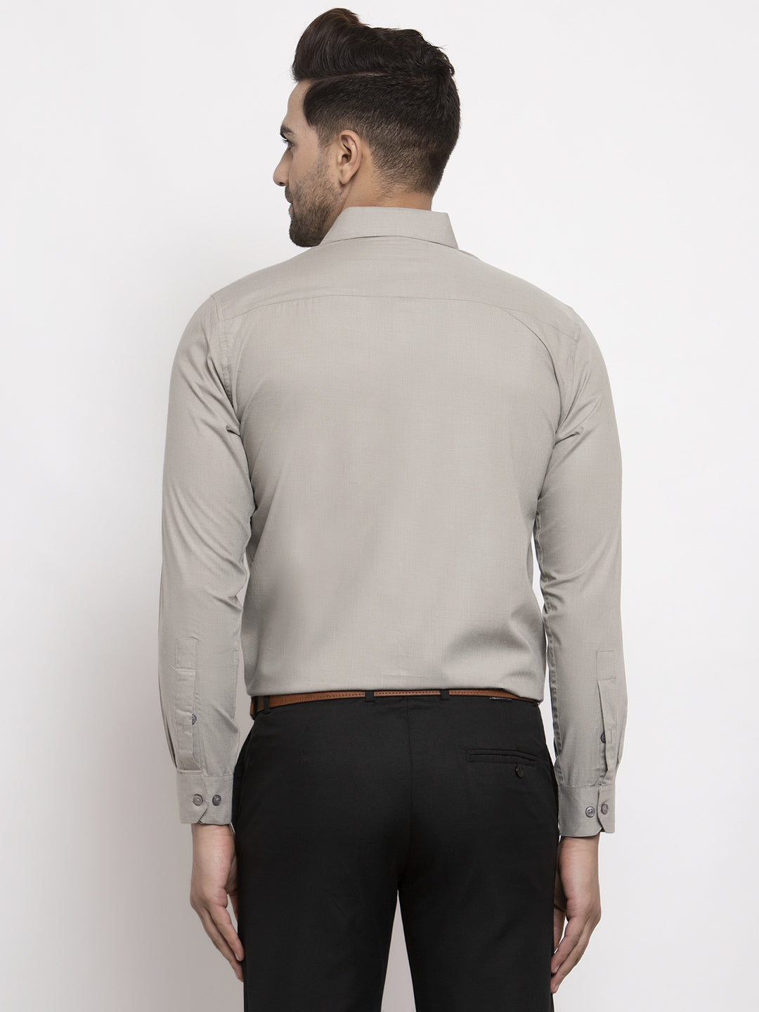 Jainish Men's Cotton Solid Steel Grey Formal Shirt's ( SF 361Steel-Grey ) | Grocsy