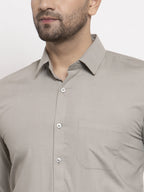 Jainish Men's Cotton Solid Steel Grey Formal Shirt's ( SF 361Steel-Grey ) | Grocsy